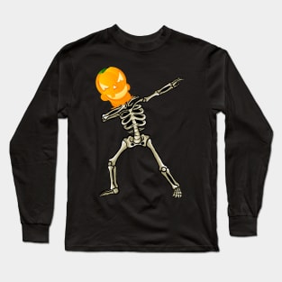 Funny Halloween Pumpkin Skeleton Dab Long Sleeve T-Shirt